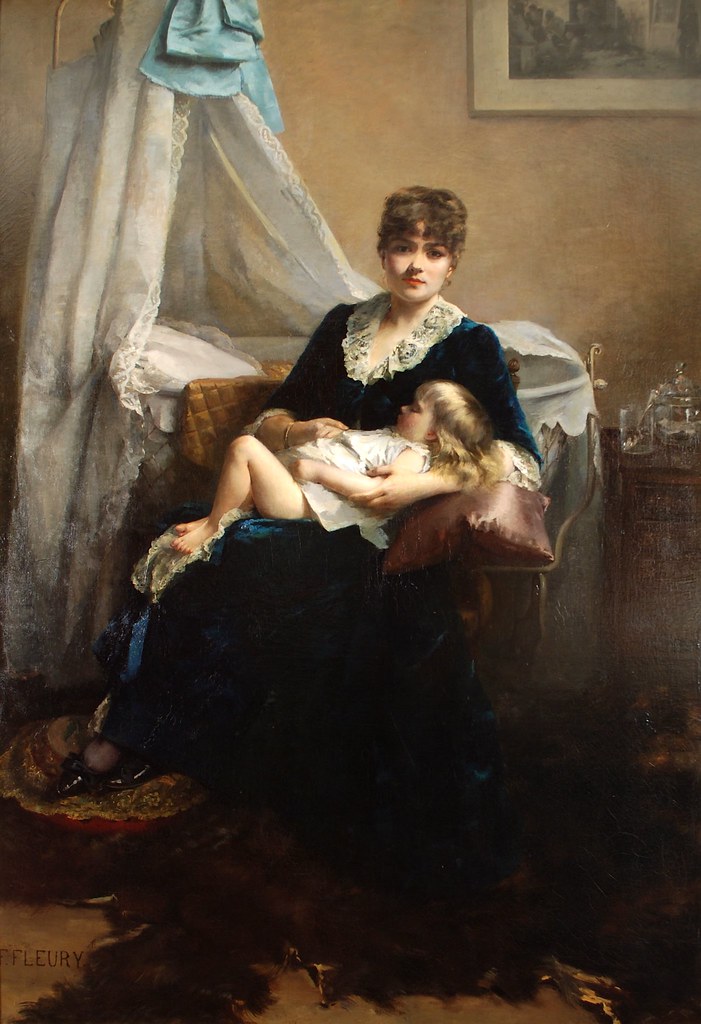 Fanny Fluery (French, 1848-1920) Bebe dort (1884) 83 X 57 in. Oil on canvas. Anthony's Fine Art, Salt Lake City, UT
