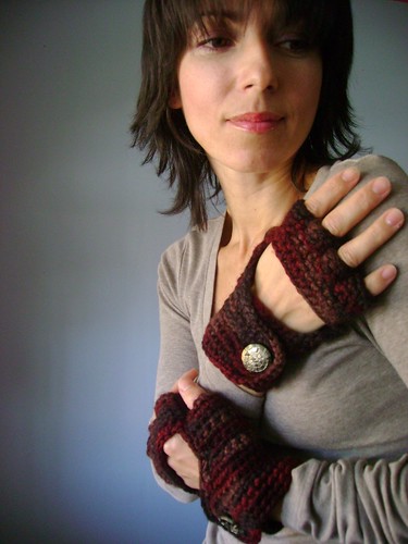 fingerless gloves mittens. Crochet Fingerless Gloves Mittens Arm Warmers Chocolate Brown Rust rustic Metallic buttonsPicture 476. Dimensions: Length: approx. 6quot; (15 cm)