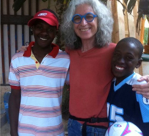 Dr. Jane at Coeurs de Compassion orphanage Jan 26, 2011 with Djemsy and Clifford