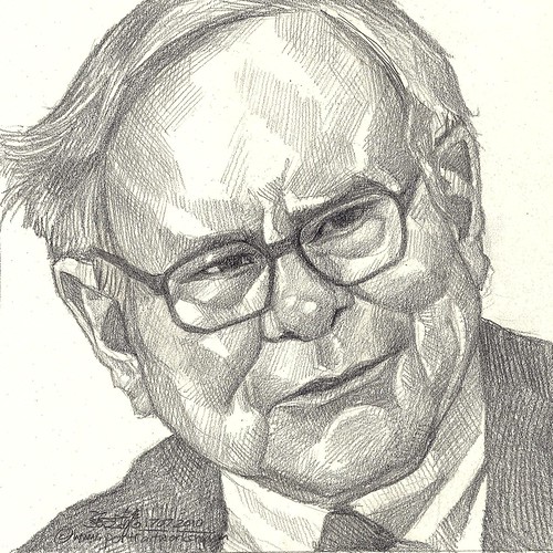 Pencil portrait of God of Stocks Warren Buffett
