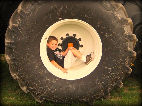A boy in a tire 1