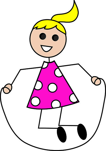 Clip Art Illustration of a Little Blond Girl Jumping Rope