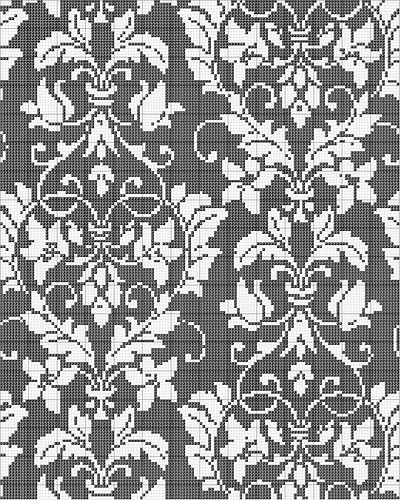 Black And White Cross Stitch Patterns. Damask Cross Stitch Pattern