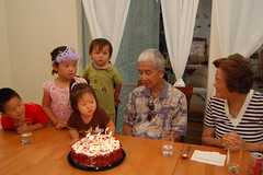 Blowing out candles on Kung Kung's birthday