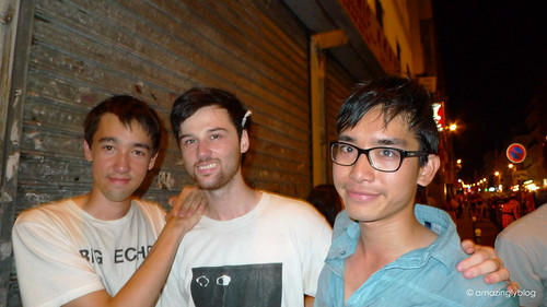 Jonathan Chu, Julian Harmon and Timothy Or from The Morning Benders(US) outside Nouveau Casino, Paris