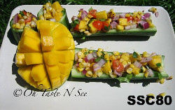 SSC80-Grilled Corn &amp; Mango salad in Cucumber Boats/Cups