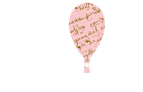 pink french script hot air balloon