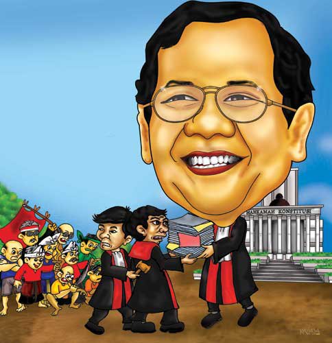 karikatur wajah mahfud MD. ketua mahkamah Konstitusi MK