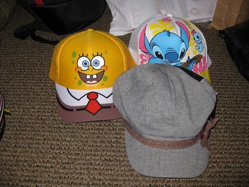 spongebob squarepants hat, lilo and stitch