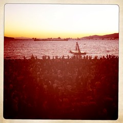 English Bay sunset. Fireworks 1 hour away. Tune into @shore104fm for soundtrack.