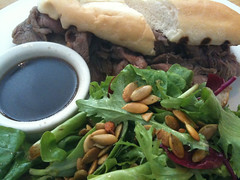 Roots Prime Rib French dip sandwich