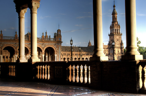 Seville. Balaustrade and columns. Plaza de España. Sevilla. Balaustrada y columnas