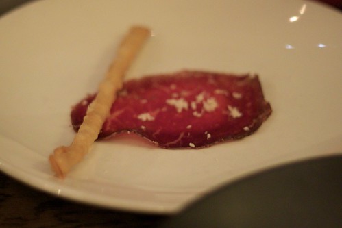 air-cured wagyu with wasabi pastry