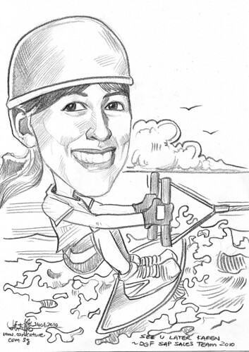 Caricature for DHL - wakerboarder