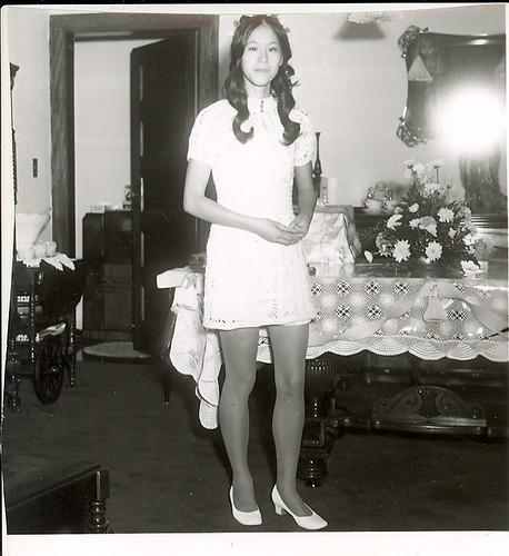 mom in white dress 60s
