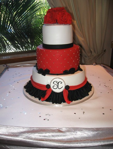 Red black silver wedding cake This was one of my very first cakes