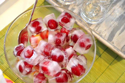 Sour cherry ice cubes