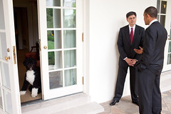 President Obama talks with Jack Lew on the Colonnade of the White House, after he announced Lew's nomination to replace Peter Orszag as director of the Office of Management and Budget.