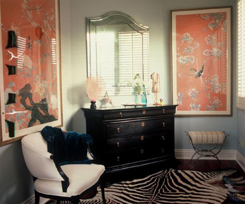 rRuthie Sommers Interiors - Dressing Room with Chinoiserie Framed Wallpaper