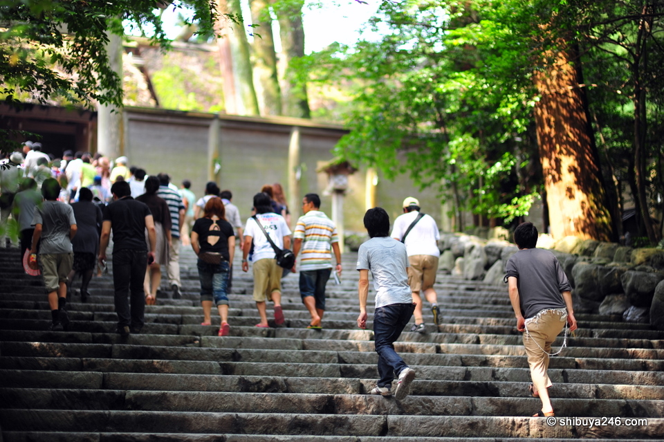 Climbing the steps to the main shrine