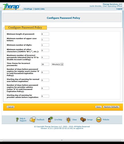 Screenshot of Configure Password Policy
