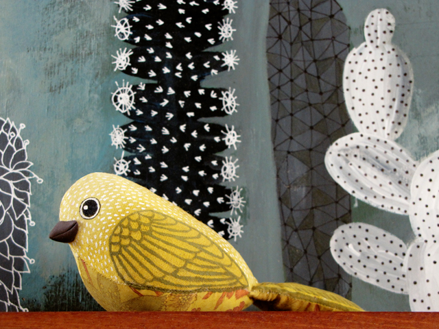 Tiel's cactus painting with my bird
