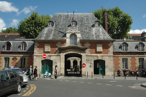 Hopital Saint Louis. rue Bichat gateway and entrance lodge to L#39;Hôpital Saint-Louis (17th Century), Paris 10e.
