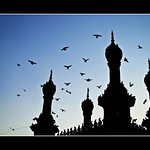 Mecca Masjid (mosque) in silhouette