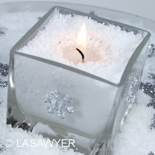  faux snow and a tealight candle for a wonderful fire and ice effect