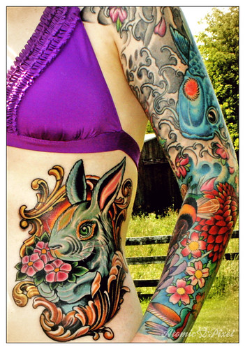 Chinese Zodiac Rabbit Tattoo. New tattoo by Russ Abbott of Ink & Dagger, 