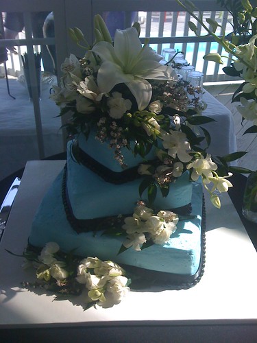 blue and black wedding cake 