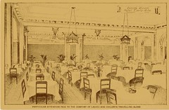 Historic photo from 1920 - Carls-Rite Hotel interior - dining room - particular attention paid to comfort of ladies and children traveling alone (Hotel Carls-Rite) in Downtown
