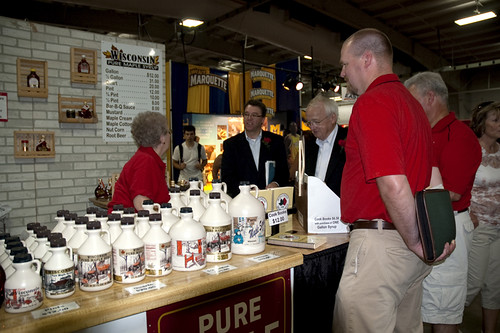 2010 Wisconsin State Fair – The WI Maple Syrup producers booth, in the WI Products Pavilion - Kevin Concannon, USDA - Under Secretary for Food, Nutrition, and Consumer Services, Brad Pfaff, USDA, Wisconsin , State Executive Director for the Farm Service Agency, Randy Romanski, Deputy Secretary, Wisconsin Department of Agriculture, Trade and Consumer Protection and Perry Brown, Wisconsin Department of Agriculture, Trade and Consumer Protection