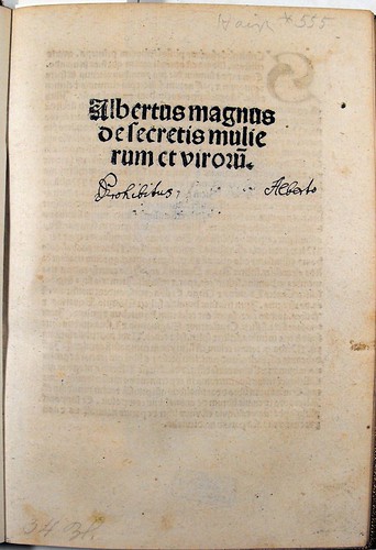 Title-page 'Secreta mulierum et virorum' Sp Coll Ferguson Ah-a.31