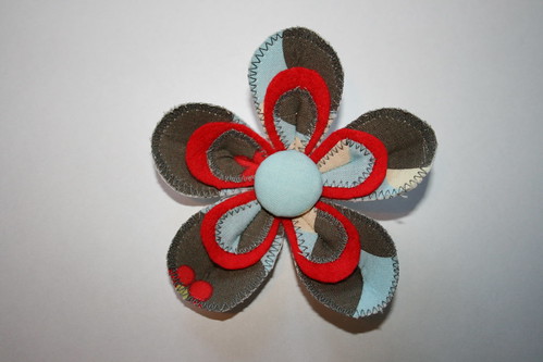 Fabric and felt flower brooch