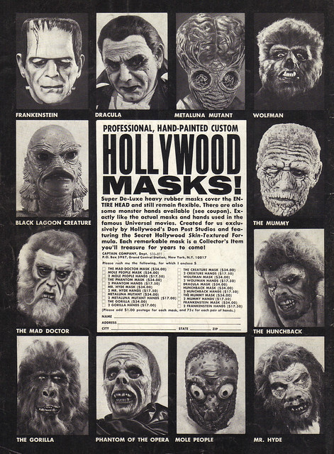 Vintage Ad #1,185: Be a Cool Ghoul with Professional Hollywood Masks!