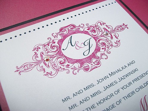 Shown below is the Fleur Monogram Wedding Invitation Suite by Amee Couture