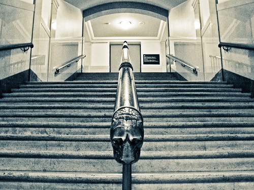 If you touch the handrail, it will eat you.