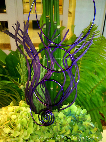 purple wire fern antique hydrangea wedding centerpiece wedding flowers