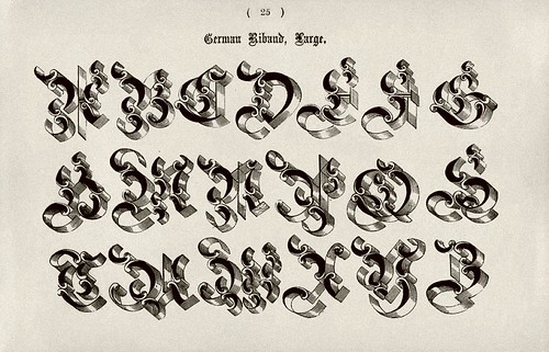 006-Alfabeto mayuscula aleman estilo cinta-Examples of Modern Alphabets… 1913- Freeman Delamotte