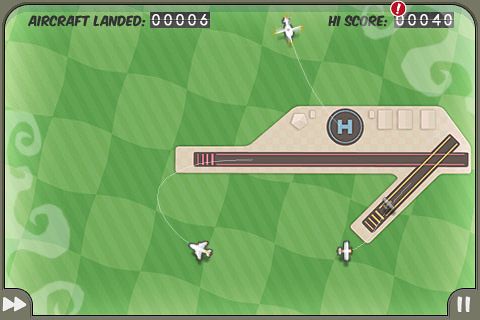 iPhoneゲーム「FlightControl」のプレイ画面