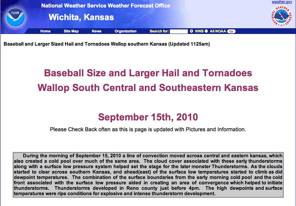 Wichita NWS Storm Report 1 9-15-10