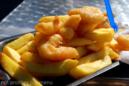 Whitstable king prawn and chips