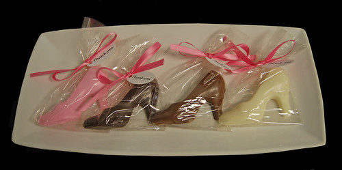 chocolate high heel shoe bridal shower party favors