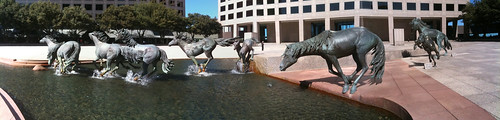 Mustang Sculpture at Carpenter Square in Las Colinas, Texas