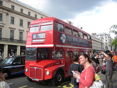 Old-style London double-decker bus