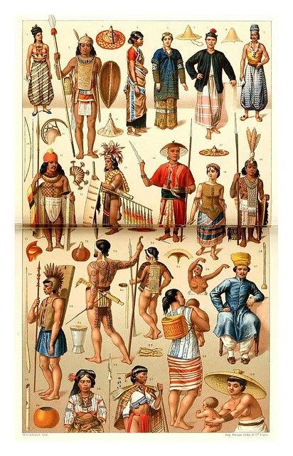 016-Archipielago Malayo-Micronesia-Melanesia y Polinesia-trajes joyas herramientas y armas -A.Racinete 1888