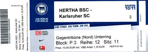 Marios Eintrittskarte:Hertha gehen Karlsruhe