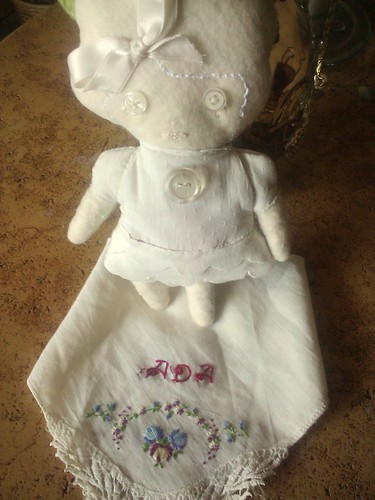 the raggedy ghost with my custom vintage handkerchief by drucilla pettibone