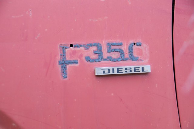old red ford truck rust raw diesel 1984 f350